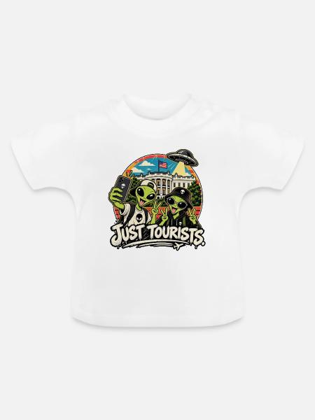 Alien Selfie – Just Tourists - Baby Bio-T-Shirt mit Rundhals - Weiß