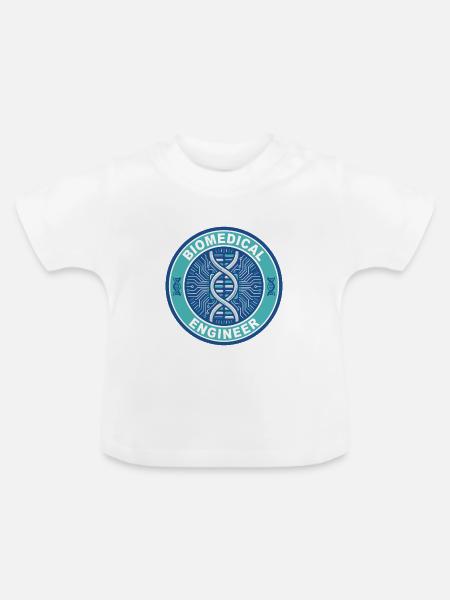 Biomedizinischer Ingenieur DNA-Mikrochip-Abzeichen-Geschenk - Baby Bio-T-Shirt mit Rundhals - Weiß
