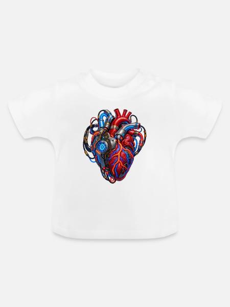 Cyberherz Neonenergie - Baby Bio-T-Shirt mit Rundhals - Weiß
