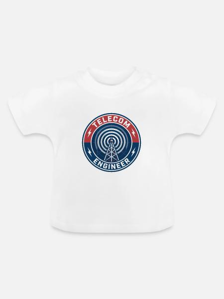 Telekommunikationsingenieur Sendeturm-Abzeichen-Geschenk - Baby Bio-T-Shirt mit Rundhals - Weiß