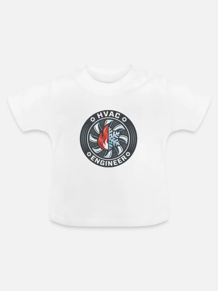 HVAC-Ingenieur Flame Snowflake Ventilator-Badge-Geschenk - Baby Bio-T-Shirt mit Rundhals - Weiß