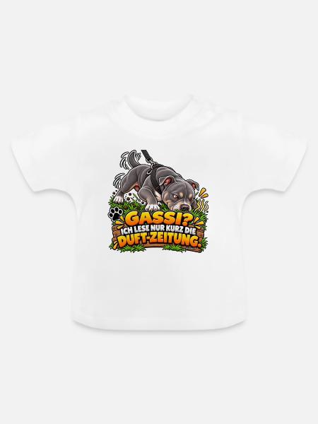 Gassi mit Schnüffelpause - Baby Bio-T-Shirt mit Rundhals - Weiß