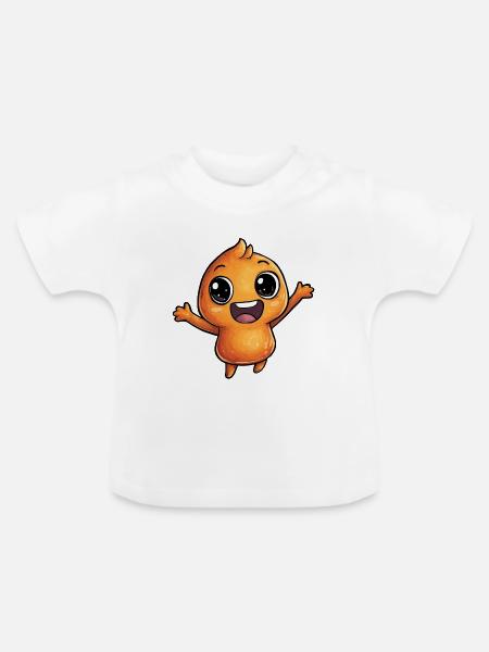 Fröhliche Orangenfigur - Baby Bio-T-Shirt mit Rundhals - Weiß