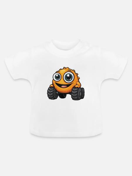 KullerMonster auf Rädern - Baby Bio-T-Shirt mit Rundhals - Weiß