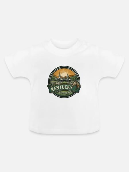 Kentucky Bluegrass Pferd Retro Reiseabzeichen - Baby Bio-T-Shirt mit Rundhals - Weiß