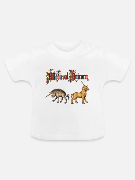 Mittelalterliche Einhörner - Baby Bio-T-Shirt mit Rundhals - Weiß