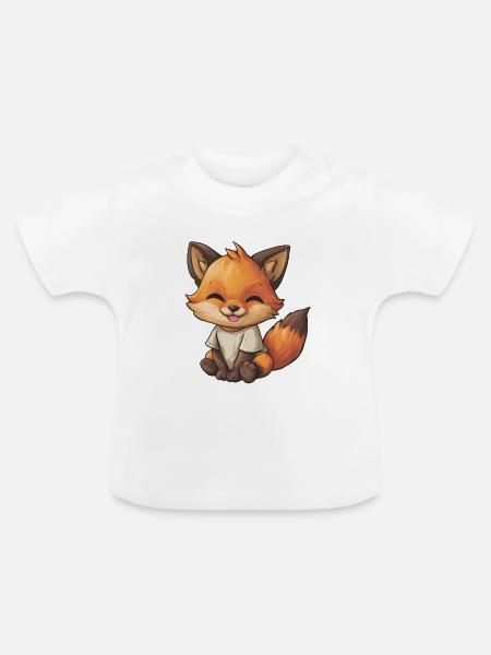 Kuschelfuchs im Shirt - Baby Bio-T-Shirt mit Rundhals - Weiß
