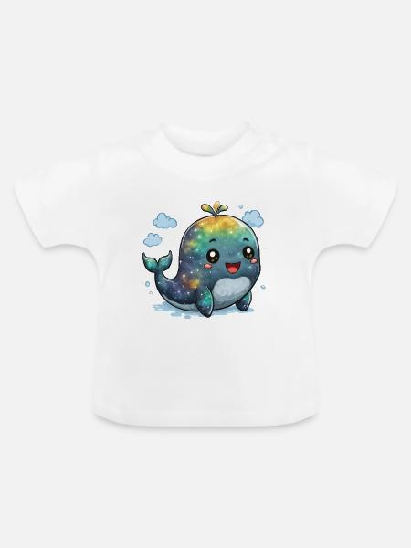 Galaxie-Wal Kuschelheld - Baby Bio-T-Shirt mit Rundhals - Weiß