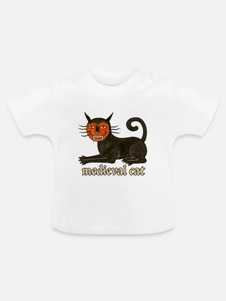 Mittelalterliche Katze - Baby Bio-T-Shirt mit Rundhals - Weiß