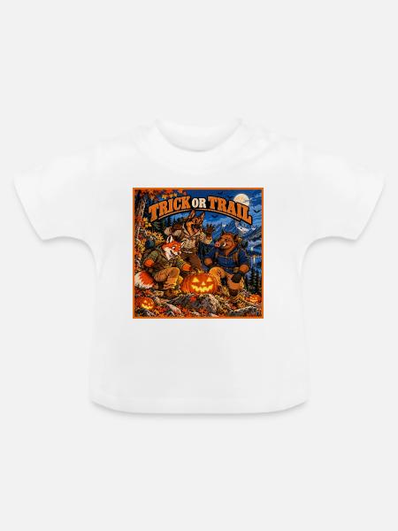Trick oder Trail – Halloween Outdoor - Baby Bio-T-Shirt mit Rundhals - Weiß