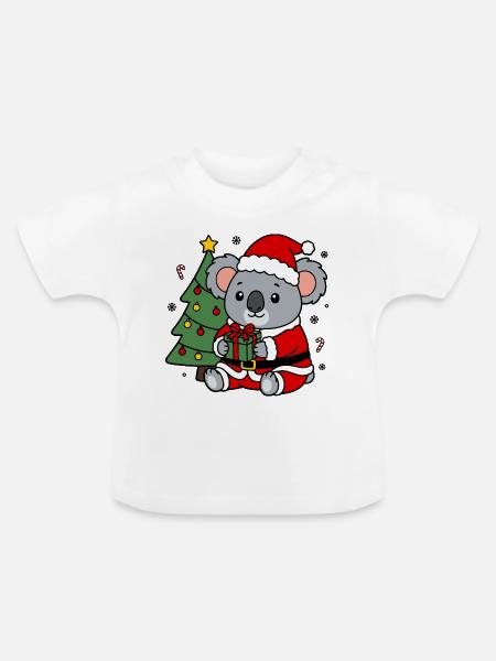 Süßes Kawaii-Koala-Weihnachts-Weihnachtsgeschenk - Baby Bio-T-Shirt mit Rundhals - Weiß