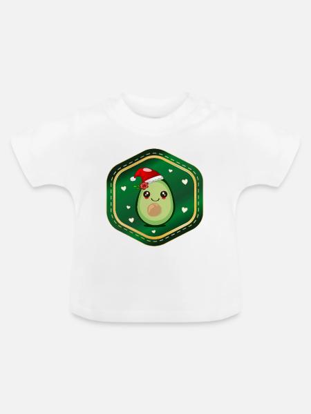 Weihnachts-Avocado - Baby Bio-T-Shirt mit Rundhals - Weiß