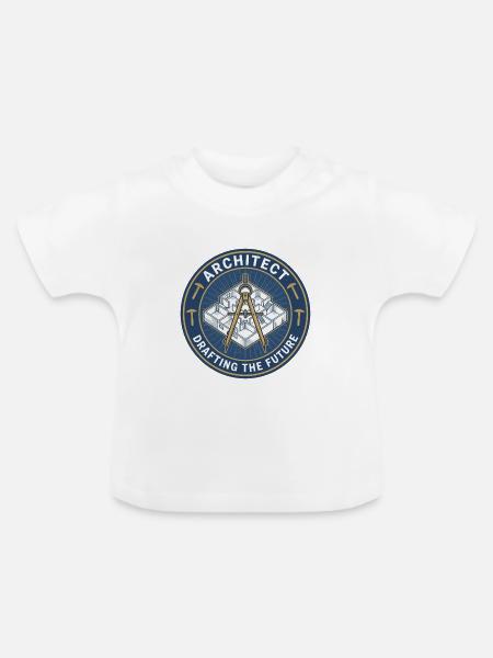 Kompassabzeichen des Architekten-Bauplans - Baby Bio-T-Shirt mit Rundhals - Weiß