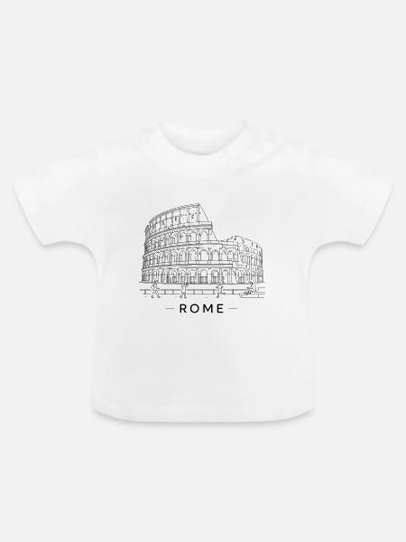Linienkunst des Romer Kolosseums - Baby Bio-T-Shirt mit Rundhals - Weiß