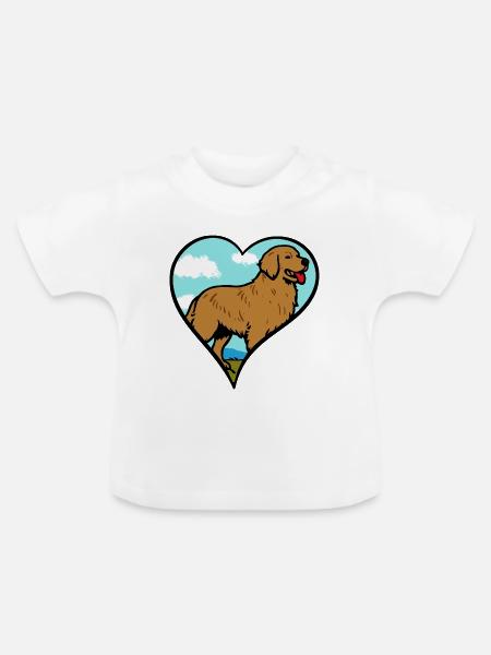 Golden Retriever Liebe Herz - Baby Bio-T-Shirt mit Rundhals - Weiß