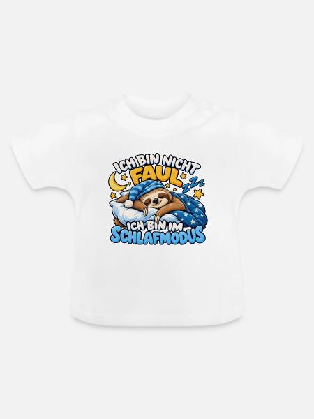 Faultier im Schlafmodus - Baby Bio-T-Shirt mit Rundhals - Weiß