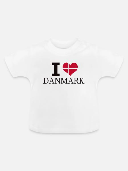 I LOVE DANMARK - Baby Bio-T-Shirt mit Rundhals - Weiß