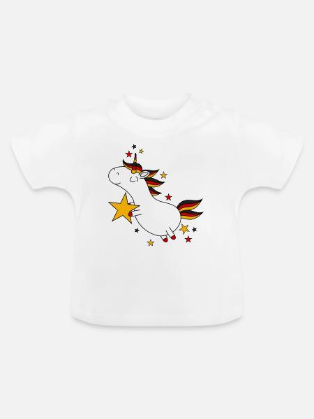 Deutschland Einhorn - Baby Bio-T-Shirt mit Rundhals - Weiß