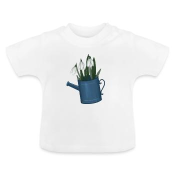 Perce neige, printemps, arrosoir, jardin - T-shirt bio col rond Bébé - blanc - Devant