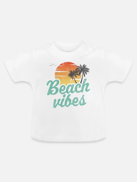 Strand-Vibes - Baby Bio-T-Shirt mit Rundhals - Weiß