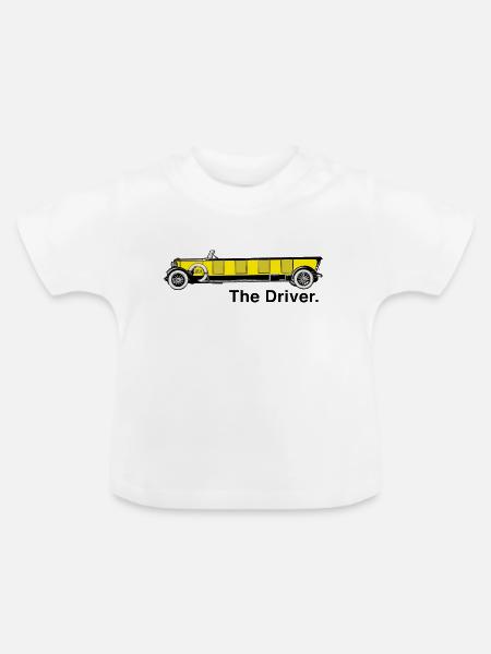 Yellow Oldtimer - The Driver. - Baby Bio-T-Shirt mit Rundhals - Weiß