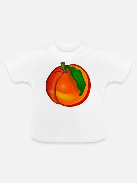 Pfirsich - Baby Bio-T-Shirt mit Rundhals - Weiß