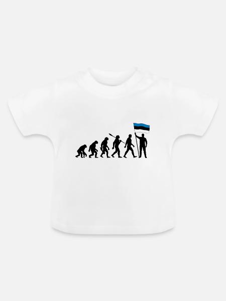Estland - Evolution - Flagge - Nation - Baby Bio-T-Shirt mit Rundhals - Weiß