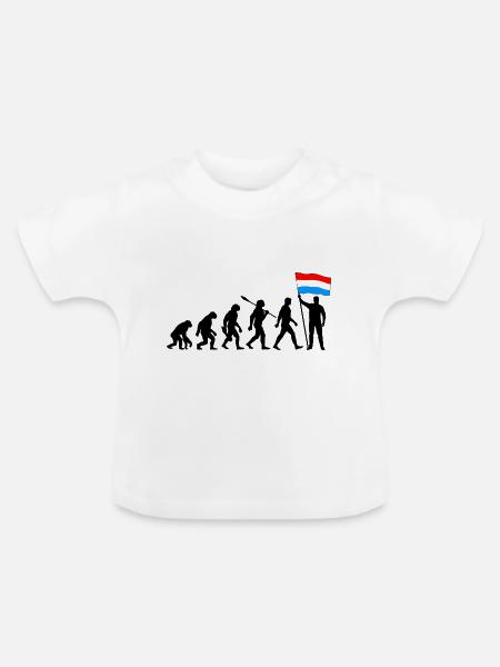Luxemburg - Evolution - Flagge - Nation - Baby Bio-T-Shirt mit Rundhals - Weiß