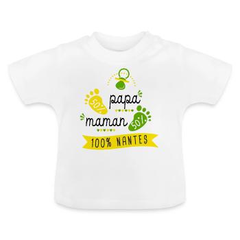 naissance grossesse football Bébé Nantes Nantais - T-shirt bio col rond Bébé - blanc - Devant