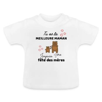 Body bébé meilleure maman première fête des mères - T-shirt bio col rond Bébé - blanc - Devant