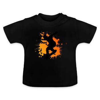 Skateboard Freestyle - Baby Organic T-Shirt with Round Neck - black - Front