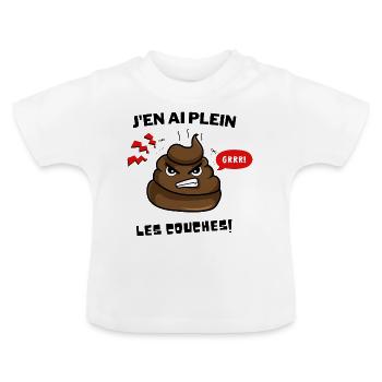 j en ai plein les couches - T-shirt bio col rond Bébé - blanc - Devant