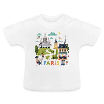 Paris Explorateur - T-shirt bio col rond Bébé - blanc - Devant
