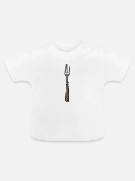 Gabelkunst mit Holzgriff - Baby Bio-T-Shirt mit Rundhals - Weiß