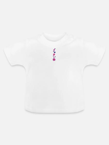 Blumenmuster - Baby Bio-T-Shirt mit Rundhals - Weiß