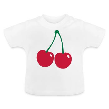 Kirschen - Baby Bio-T-Shirt mit Rundhals - Weiß - Vorne