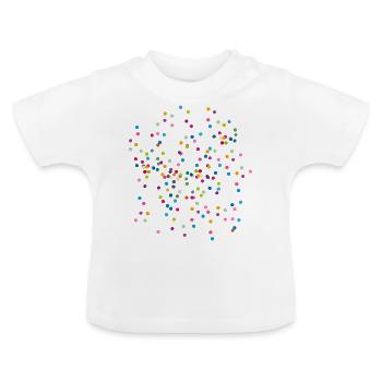 Happy Confetty - stormy confetti rain - Baby Organic T-Shirt with Round Neck - white - Front