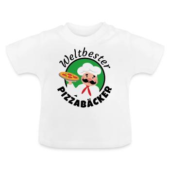 Weltbester Pizzabäcker - Baby Bio-T-Shirt mit Rundhals - Weiß - Vorne