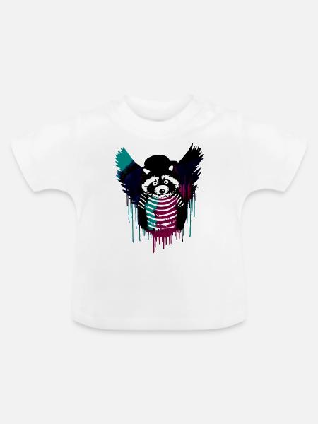 engel ,waschbär,angelwings,graffiti - Baby Bio-T-Shirt mit Rundhals - Weiß