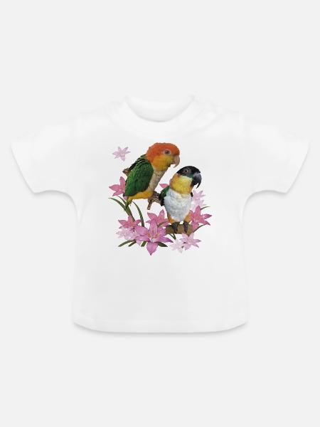 Der orangeköpfige Caique - Baby Bio-T-Shirt mit Rundhals - Weiß