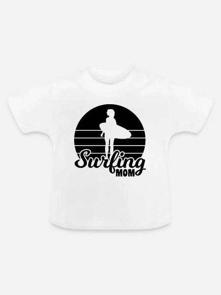 Surfer Mama - Baby Bio-T-Shirt mit Rundhals - Weiß