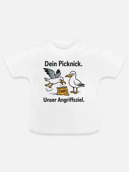 Dein Picknick Unser Angriffsziel - Baby Bio-T-Shirt mit Rundhals - Weiß