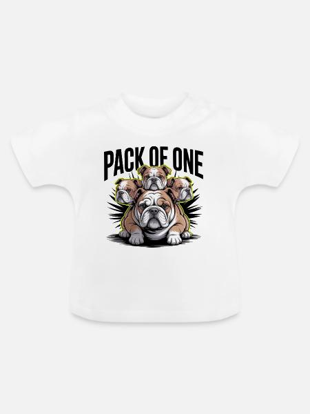 Packung mit einer Bulldogge - Baby Bio-T-Shirt mit Rundhals - Weiß