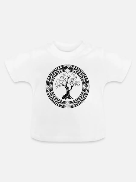 Antikes Symbol des schwarzen Olivenbaums - Baby Bio-T-Shirt mit Rundhals - Weiß