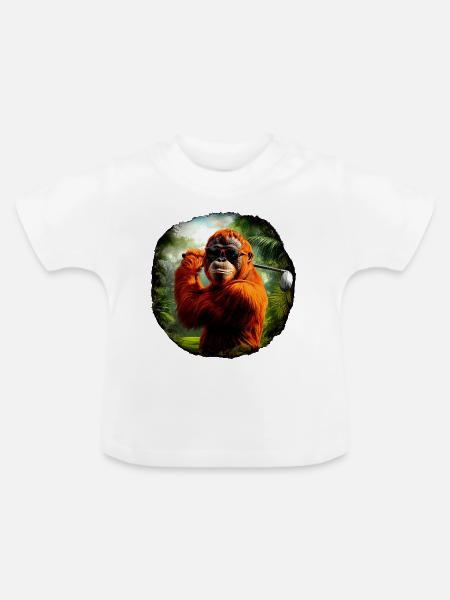 Orang-Utans Golf / Affe - Baby Bio-T-Shirt mit Rundhals - Weiß