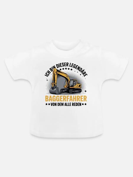 Baggerfahrer Bagger - Baby Bio-T-Shirt mit Rundhals - Weiß