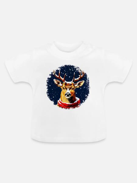 Hirsche Fans - Baby Bio-T-Shirt mit Rundhals - Weiß