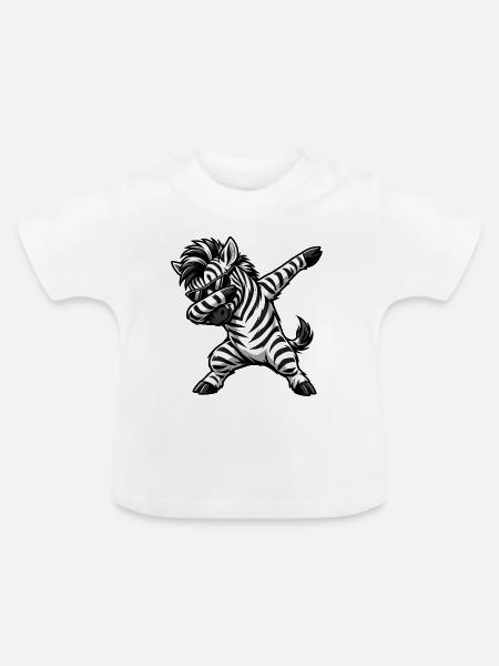 Dabbing Zebra - Baby Bio-T-Shirt mit Rundhals - Weiß