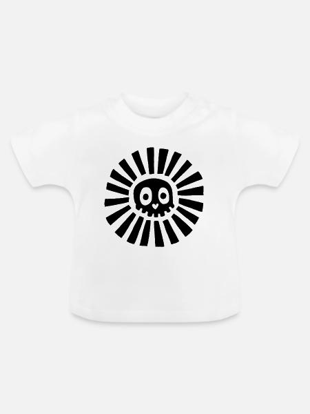Schwarzer Sonnenschädel - Baby Bio-T-Shirt mit Rundhals - Weiß