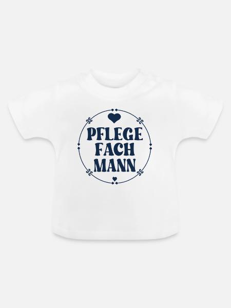 Herz Pflegefachmann - Pfleger - Baby Bio-T-Shirt mit Rundhals - Weiß